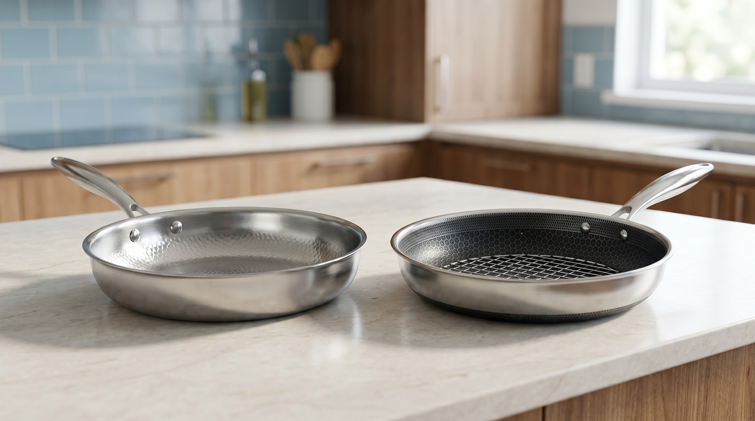 Pure Titanium Pro Hammered Pan vs. HexClad Hybrid Pan