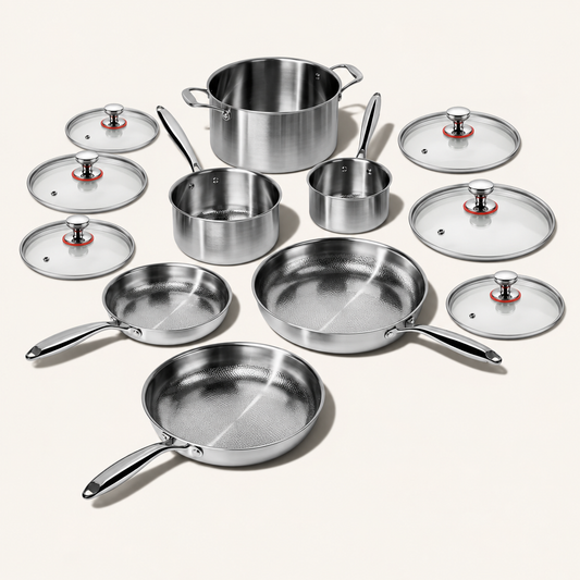 Pure Titanium Hammered Cookware Set | 12-Pcs