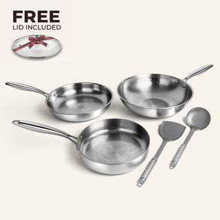 Pure Titanium Hammered Cookware Set Pro