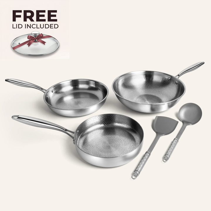 Pure Titanium Hammered Cookware Set Pro