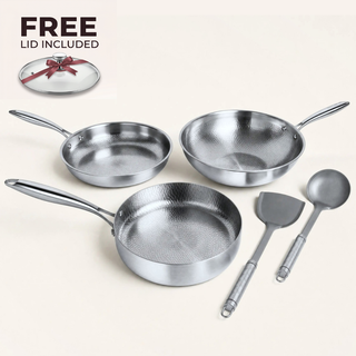 Pure Titanium Hammered Cookware Set Pro