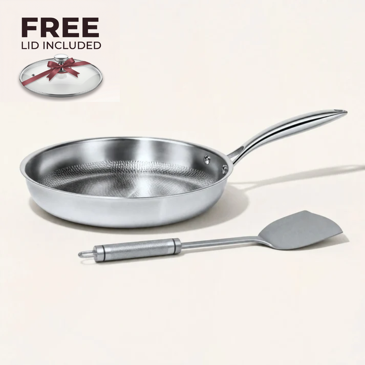 Pure Titanium Hammered Pan + Spatula