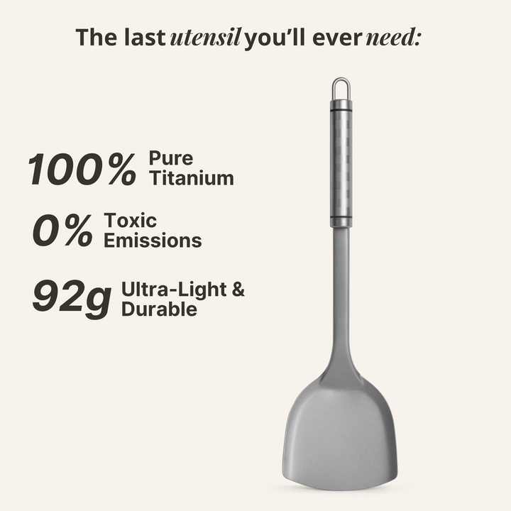 Pure Titanium Hammered Pan + Spatula
