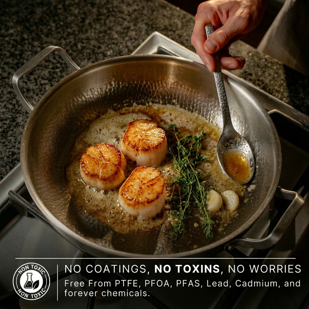 Pure Titanium Sauté Pan with Two Handles