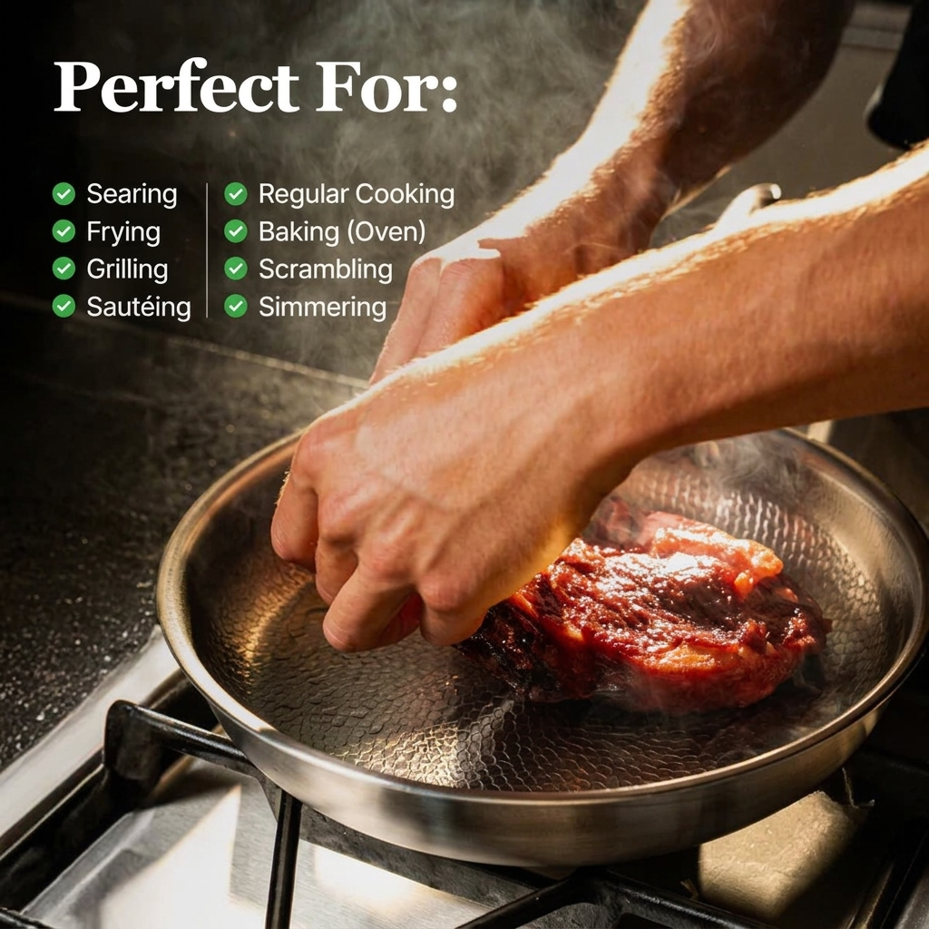 Pure Titanium Hammered Pan + Spatula